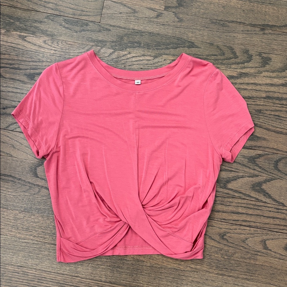 Women's Pink Twist Front Top
